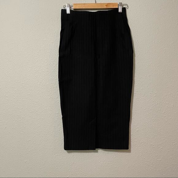 Eci Stretchy Knit Ribbed Knee Length Pencil Skirt Womens S Dark Academia Modest - Picture 3 of 6